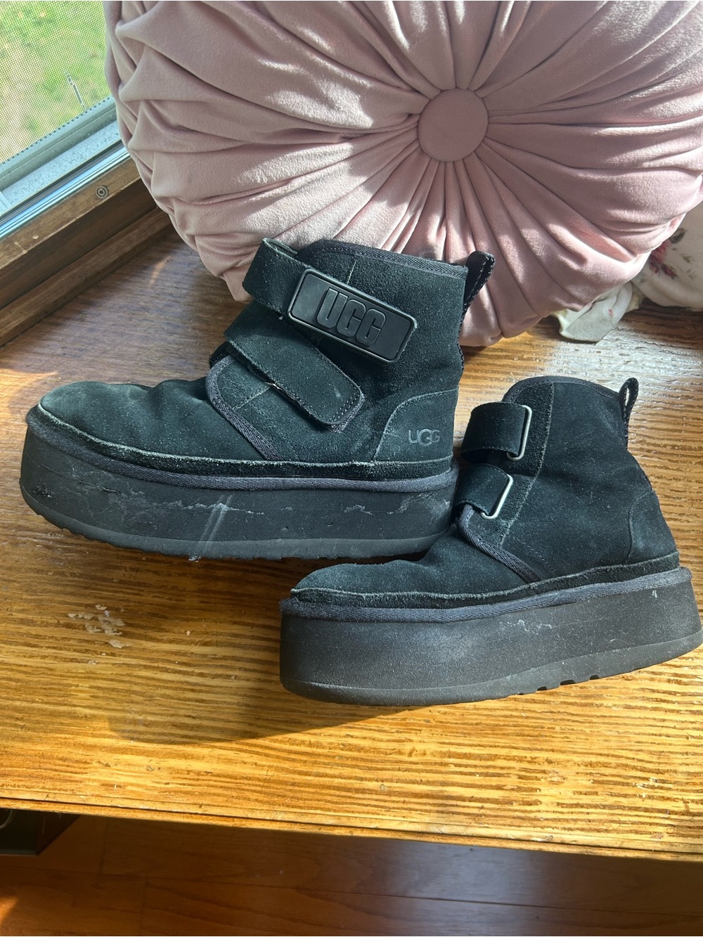 UGG Black Suede Platform Ankle Boots